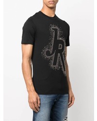 T-shirt à col rond orné noir John Richmond