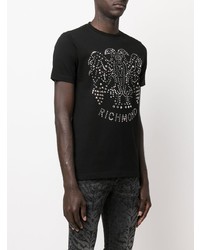 T-shirt à col rond orné noir John Richmond