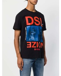 T-shirt à col rond orné noir Diesel