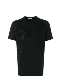 T-shirt à col rond orné noir Versace Collection