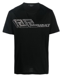 T-shirt à col rond orné noir Versace