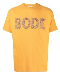 T-shirt à col rond orné orange Bode