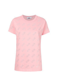 T-shirt à col rond orné rose