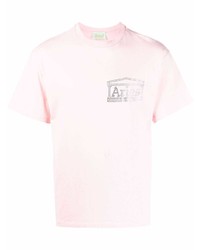 T-shirt à col rond orné rose