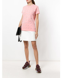 T-shirt à col rond orné rose Gcds