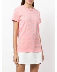 T-shirt à col rond orné rose Gcds
