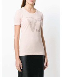 T-shirt à col rond orné rose Versace Jeans
