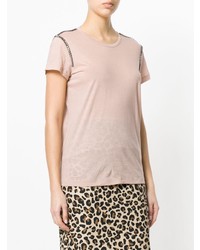 T-shirt à col rond orné rose N°21