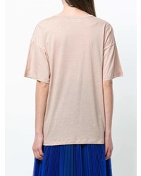 T-shirt à col rond orné rose N°21
