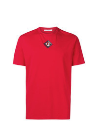 T-shirt à col rond orné rouge