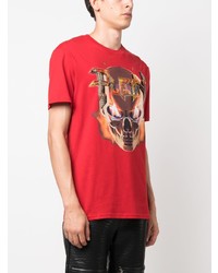 T-shirt à col rond orné rouge Philipp Plein