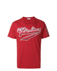 T-shirt à col rond orné rouge Valentino