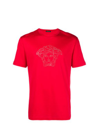T-shirt à col rond orné rouge Versace