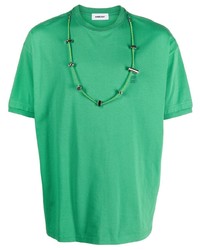 T-shirt à col rond orné vert