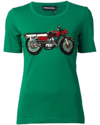 T-shirt à col rond orné vert