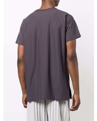 T-shirt à col rond pourpre foncé Homme Plissé Issey Miyake