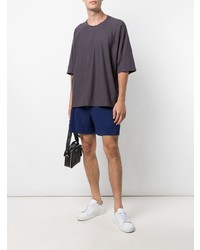 T-shirt à col rond pourpre foncé Homme Plissé Issey Miyake