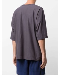 T-shirt à col rond pourpre foncé Homme Plissé Issey Miyake