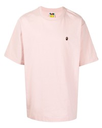 T-shirt à col rond rose A Bathing Ape