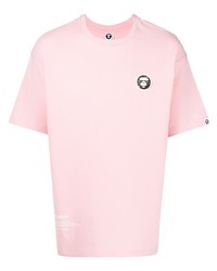 T-shirt à col rond rose AAPE BY A BATHING APE