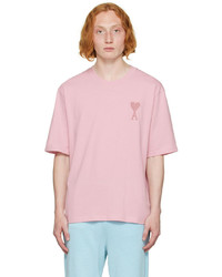 T-shirt à col rond rose AMI Alexandre Mattiussi