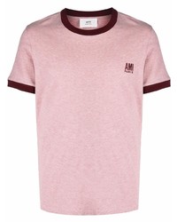 T-shirt à col rond rose Ami Paris