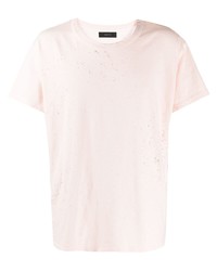 T-shirt à col rond rose Amiri