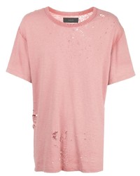 T-shirt à col rond rose Amiri