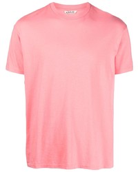 T-shirt à col rond rose Auralee