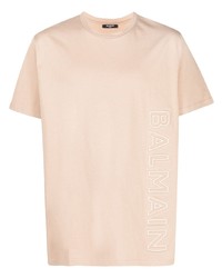 T-shirt à col rond rose Balmain