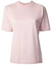 T-shirt à col rond rose Celine