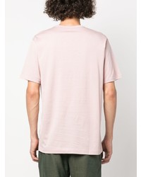 T-shirt à col rond rose Sunspel
