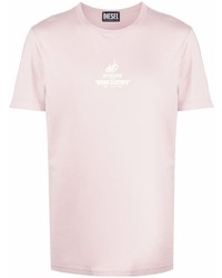 T-shirt à col rond rose Diesel