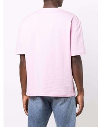 T-shirt à col rond rose Moschino