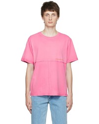 T-shirt à col rond rose Eckhaus Latta