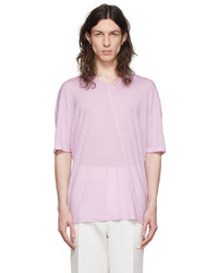 T-shirt à col rond rose Ermenegildo Zegna Couture