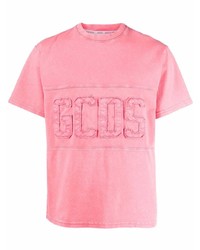 T-shirt à col rond rose Gcds