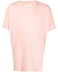 T-shirt à col rond rose Greg Lauren