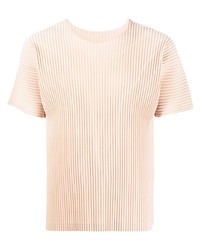 T-shirt à col rond rose Homme Plissé Issey Miyake