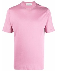 T-shirt à col rond rose John Smedley