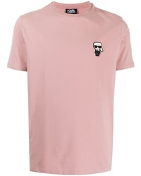 T-shirt à col rond rose Karl Lagerfeld