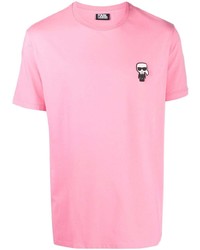 T-shirt à col rond rose Karl Lagerfeld