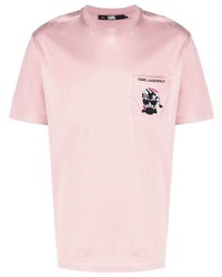 T-shirt à col rond rose Karl Lagerfeld