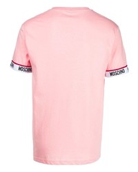 T-shirt à col rond rose Moschino