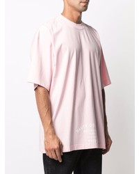 T-shirt à col rond rose Vetements