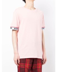 T-shirt à col rond rose Moschino