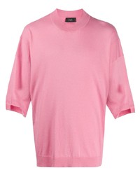 T-shirt à col rond rose Maison Flaneur