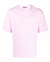 T-shirt à col rond rose Moschino