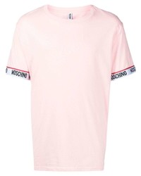 T-shirt à col rond rose Moschino