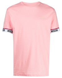 T-shirt à col rond rose Moschino